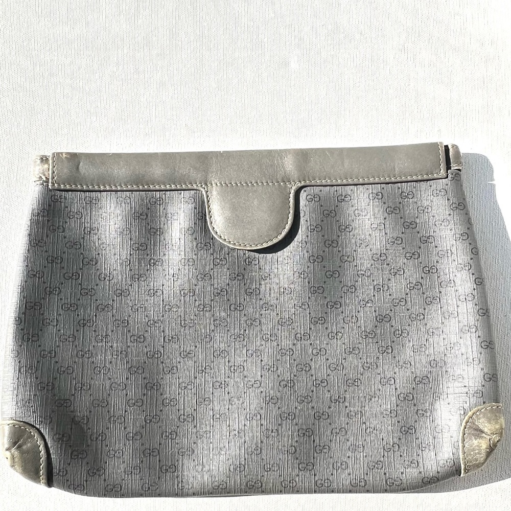 Gucci authentic gray logo clutch bag vintage - Picture 2 of 10